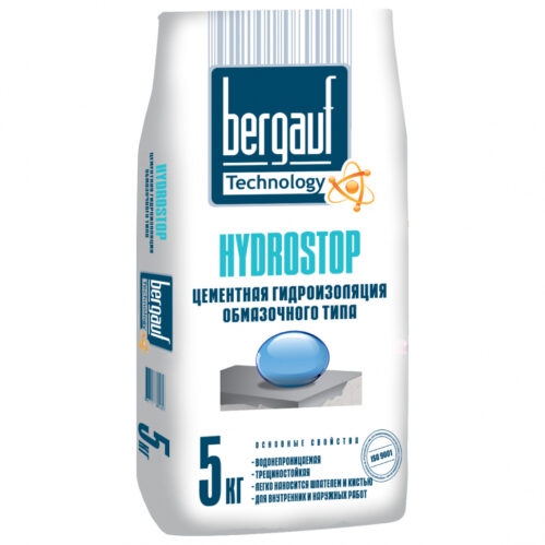 Гидроизоляция Bergauf Hydrostop цементная обмазочная 5 кг