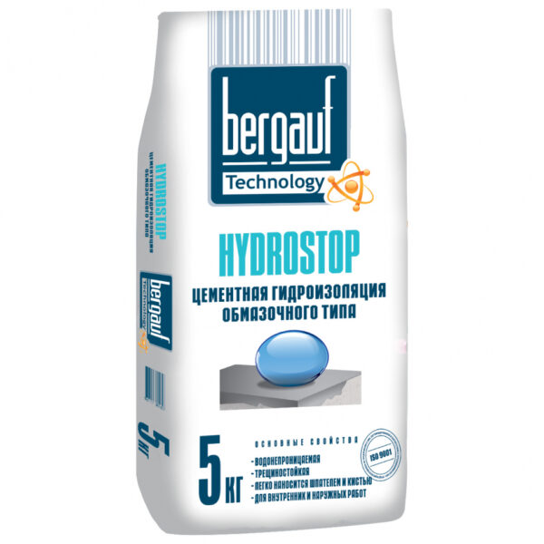 Гидроизоляция Bergauf Hydrostop цементная обмазочная 5 кг