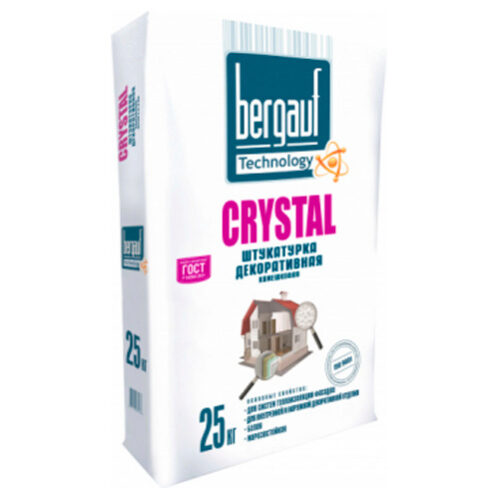 Штукатурка декоративная Bergauf CRYSTAL камешковая белая 2мм 25 кг